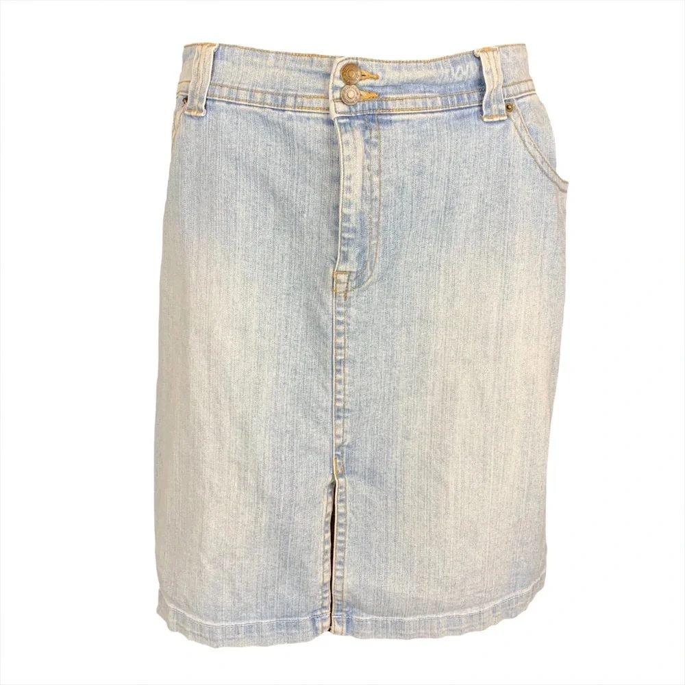 St Johns Bay Faded Jean Skirt with Slit Size 16